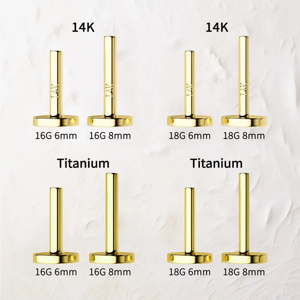 14K Solid Gold Lightning Bolt Clear CZ Push Pin Cartilage Earring