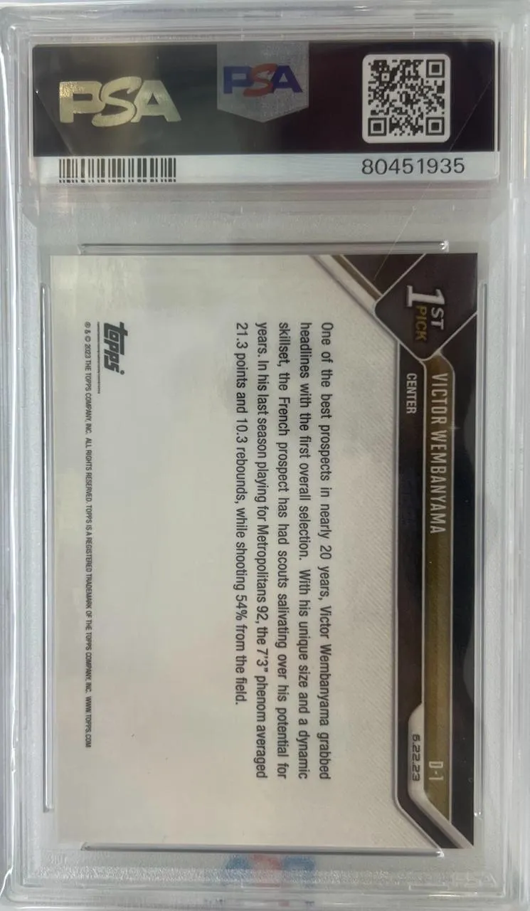 2023 Topps Now Victor Wembanyama Draft #D1 PSA 10