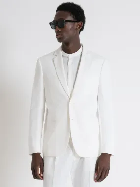 Antony Morato Men Off White Solid Notched Lapel Collar Full Sleeves Blazer