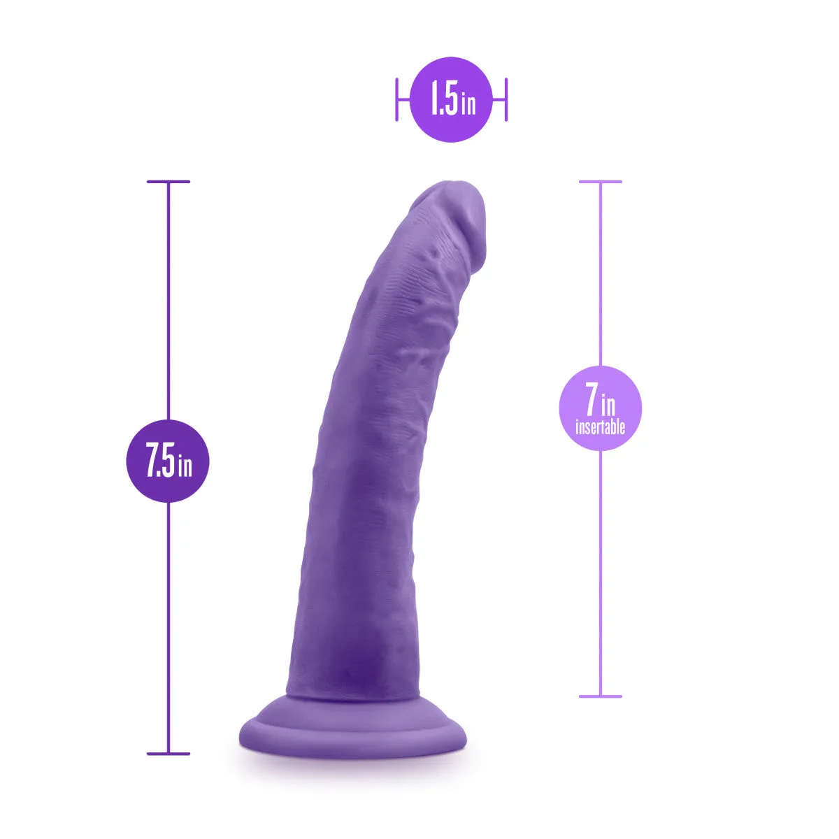 Au Naturel Bold By Blush® | Jack Realistic Purple 7.5-Inch Long Dildo With Balls & Suction Cup Base