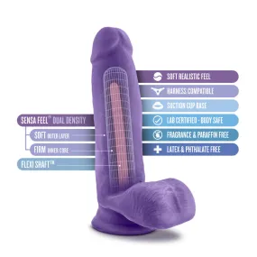Au Naturel Bold By Blush® | Pleaser Realistic Purple 7-Inch Long Dildo With Balls & Suction Cup Base