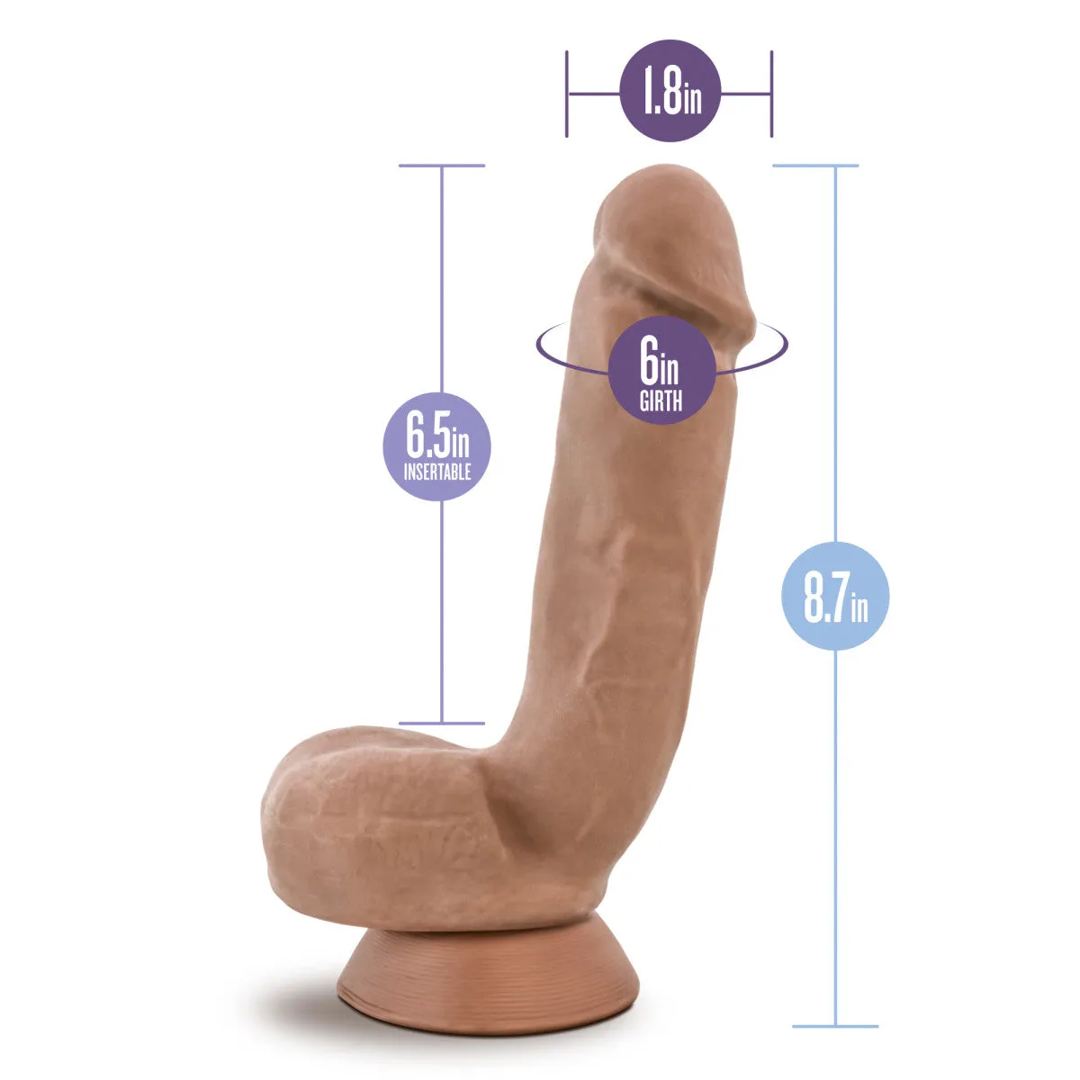 Au Naturel By Blush® | Macho Realistic Latin 8.5-Inch Long Dildo With Balls & Suction Cup Base