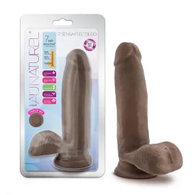 Au Naturel By Blush® | Realistic Chocolate 7-Inch Long Dildo With Balls & Suction Cup Base