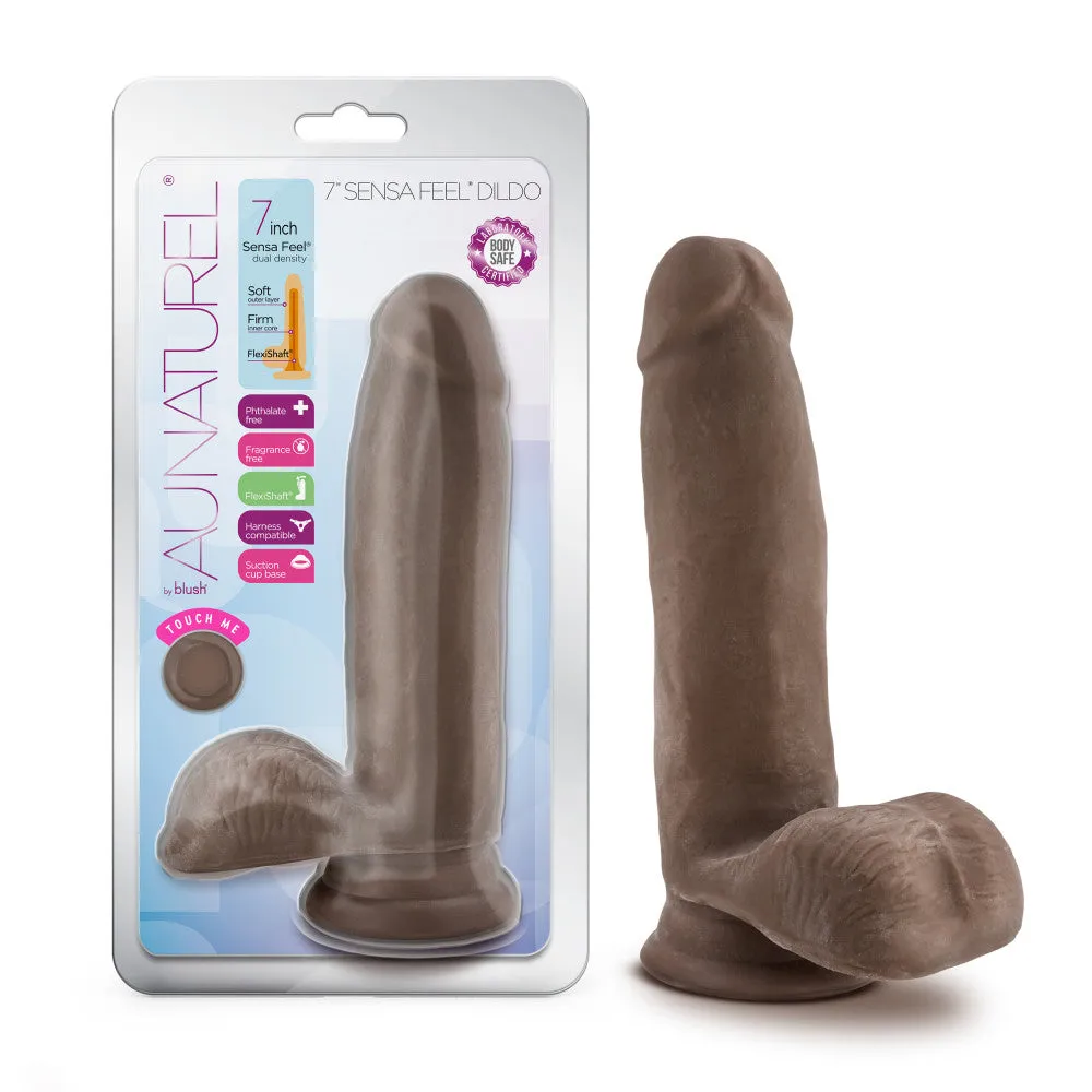 Au Naturel By Blush® | Realistic Chocolate 7-Inch Long Dildo With Balls & Suction Cup Base