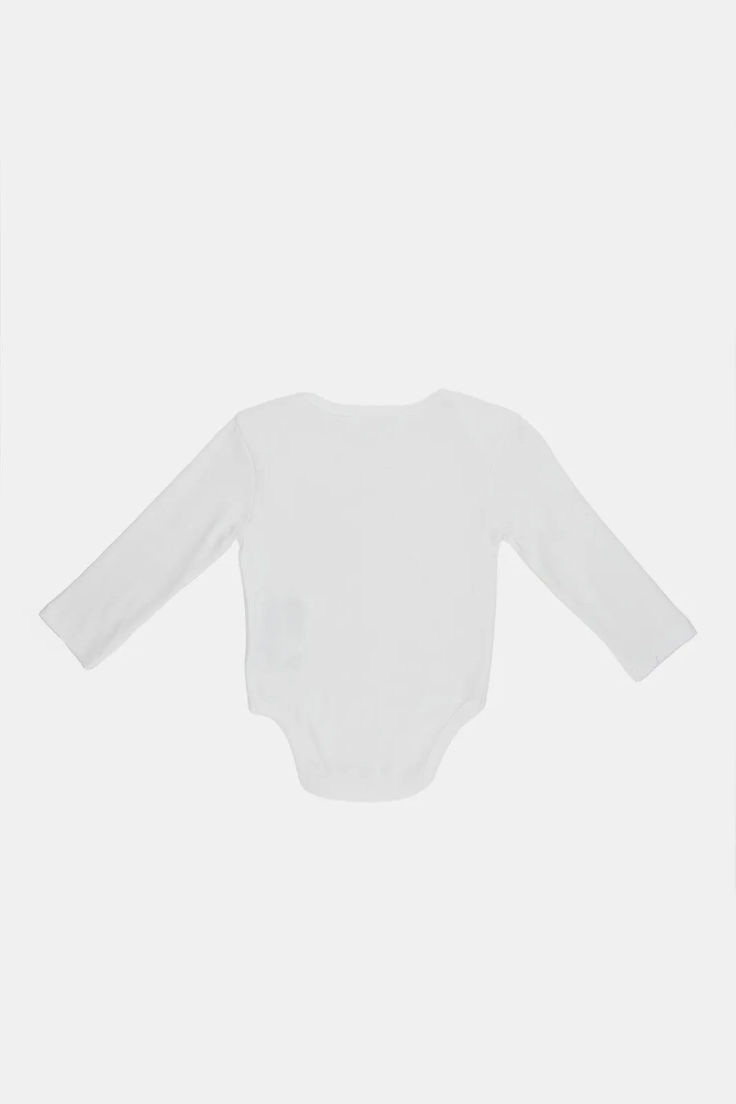 Babies White Long Sleeve Plain Bodysuits (Pack Of 3)