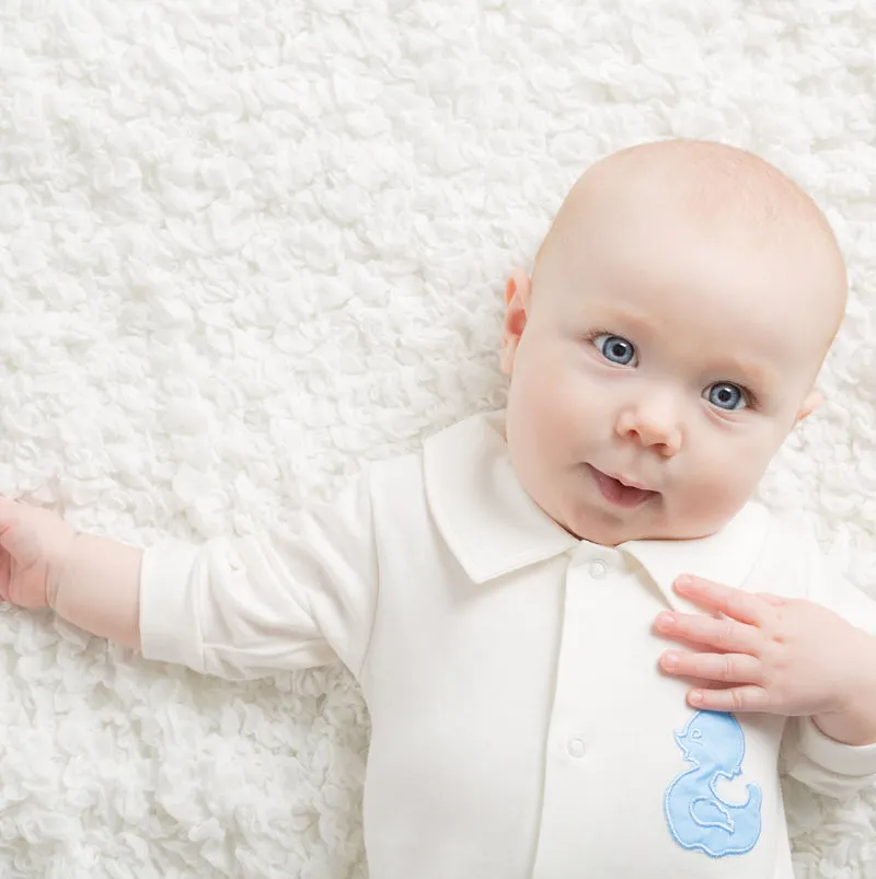 Baby Boys Organic Cotton Bodysuit with Collar