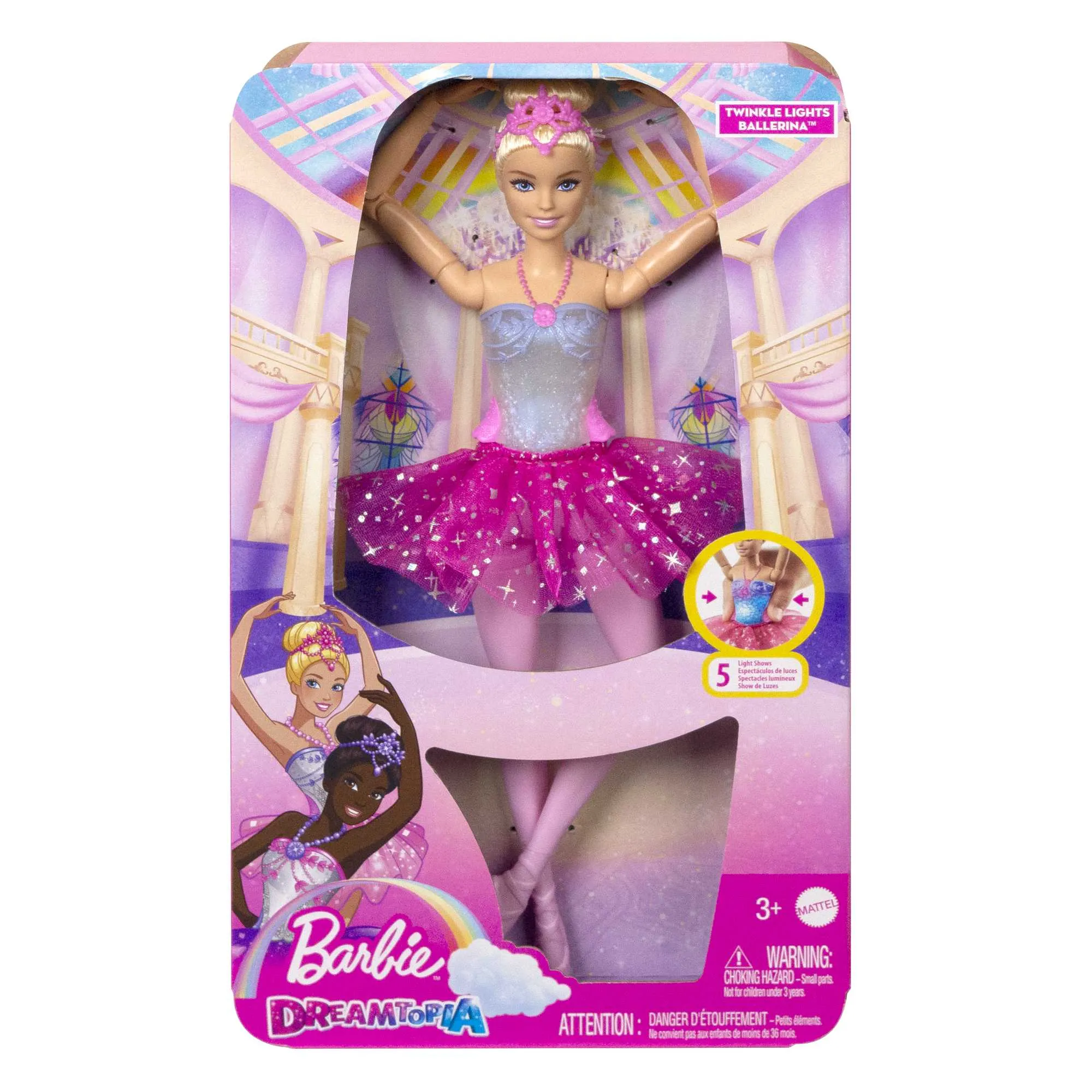 Barbie Dreamtopia Twinkle Lights Ballerina Doll, Blonde With Light-Up Feature Wearing Headband & Tutu