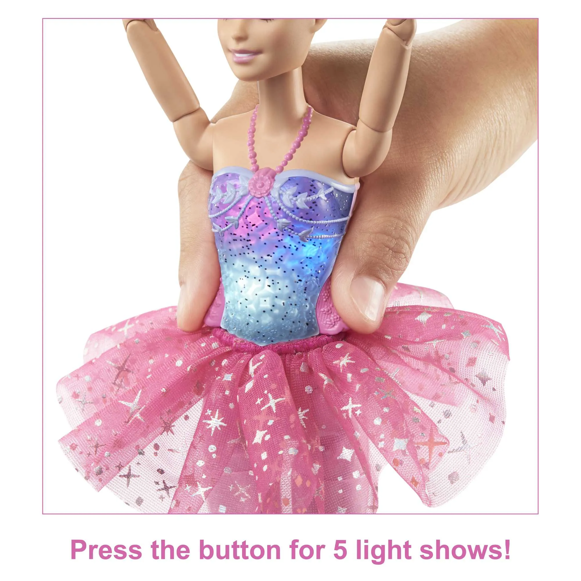 Barbie Dreamtopia Twinkle Lights Ballerina Doll, Blonde With Light-Up Feature Wearing Headband & Tutu
