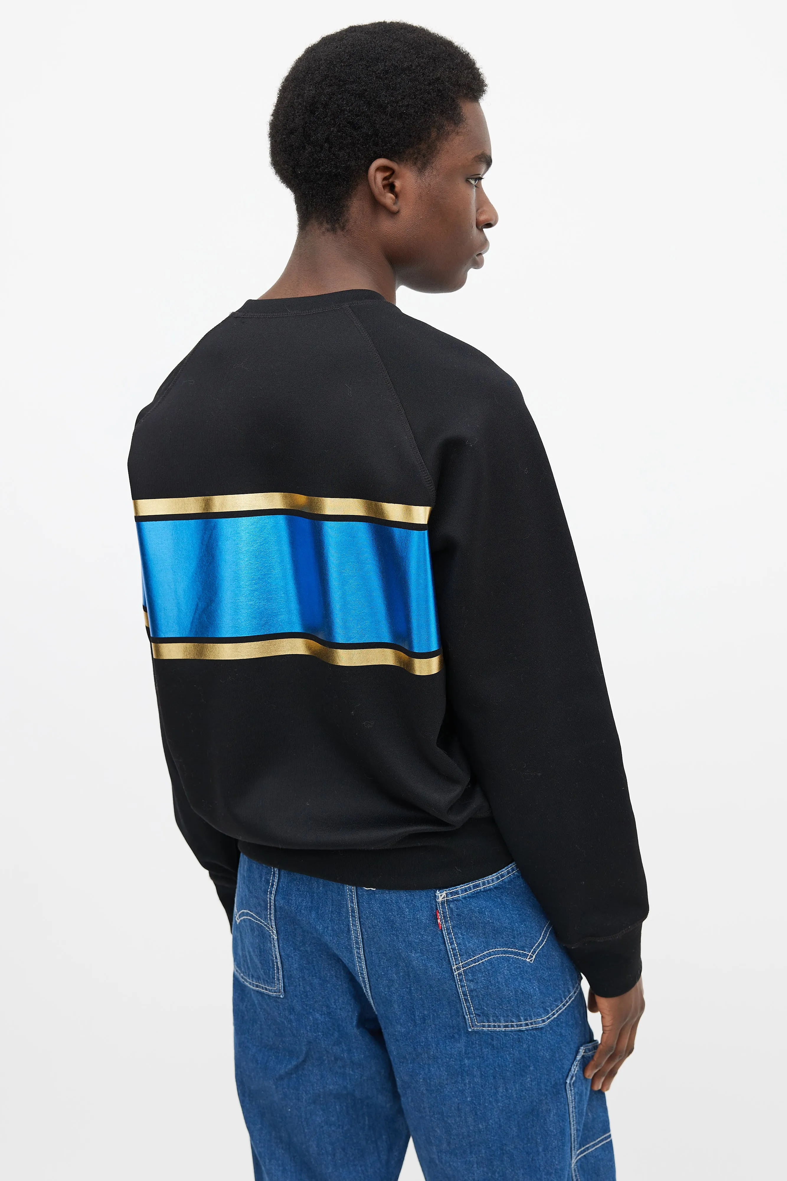 Black, Blue & Gold-Tone Stripe Sweater