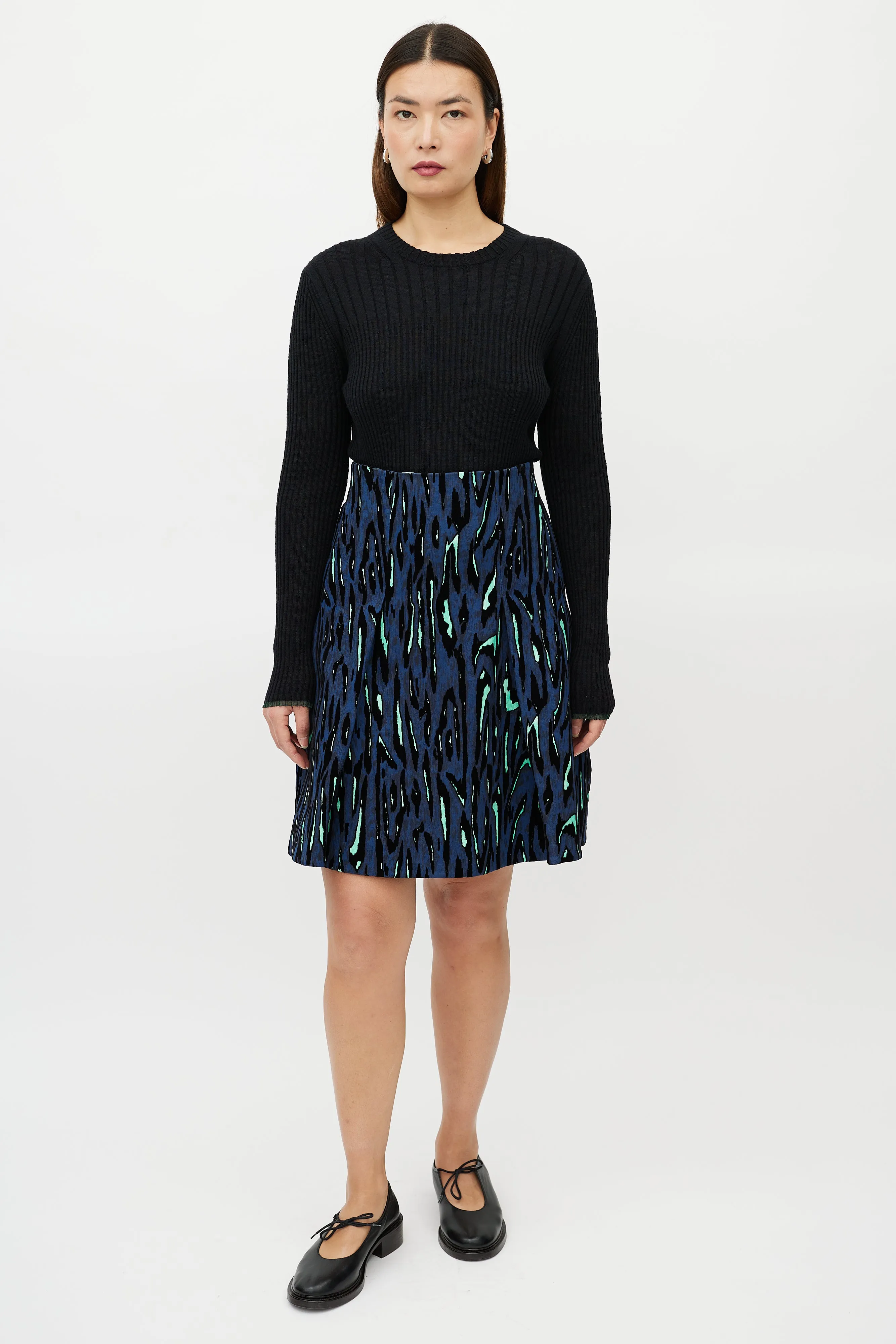 Black Ribbed Storm Flap Sweater