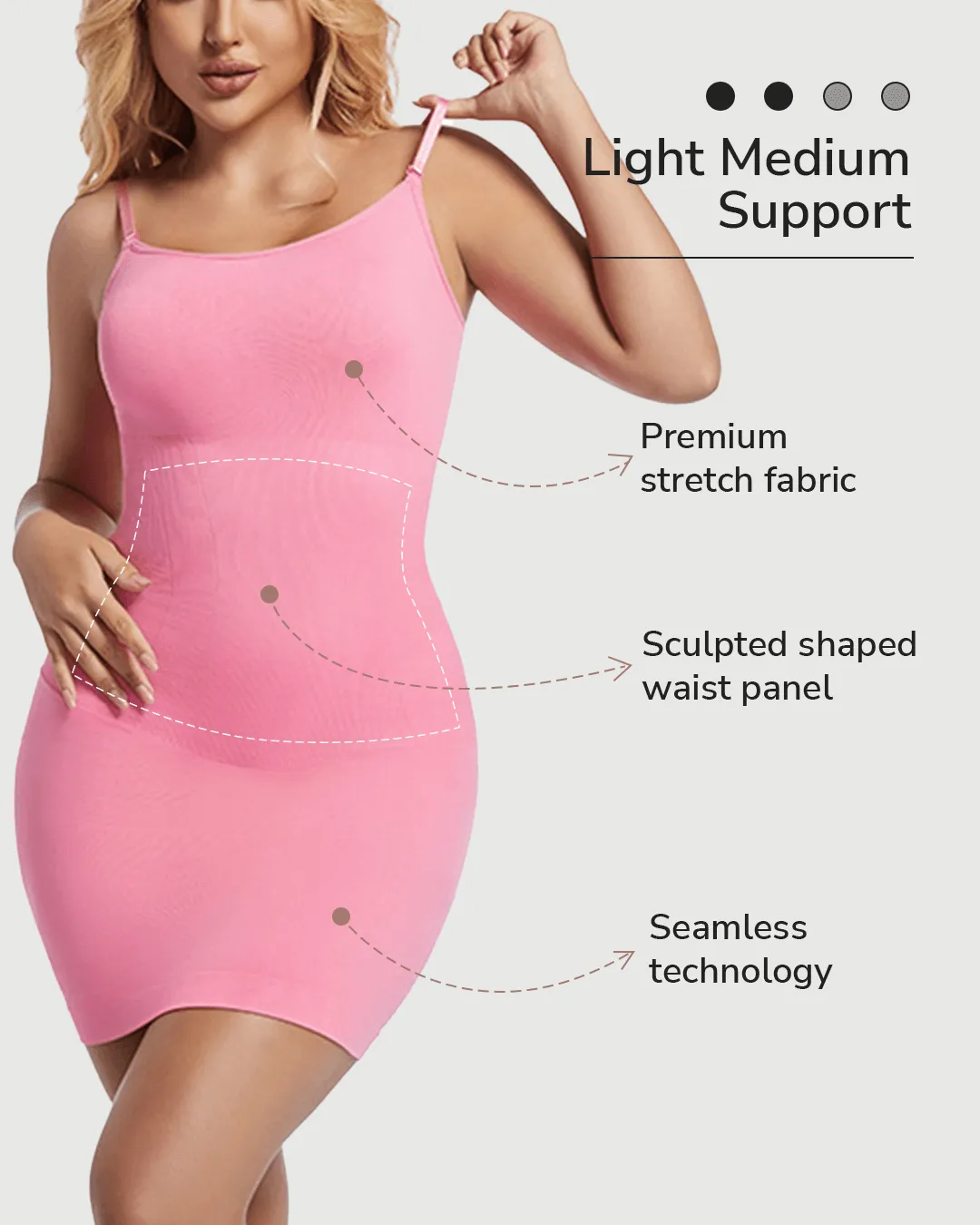 Bodycon Slip Dress - Seamless Shaping - Pink