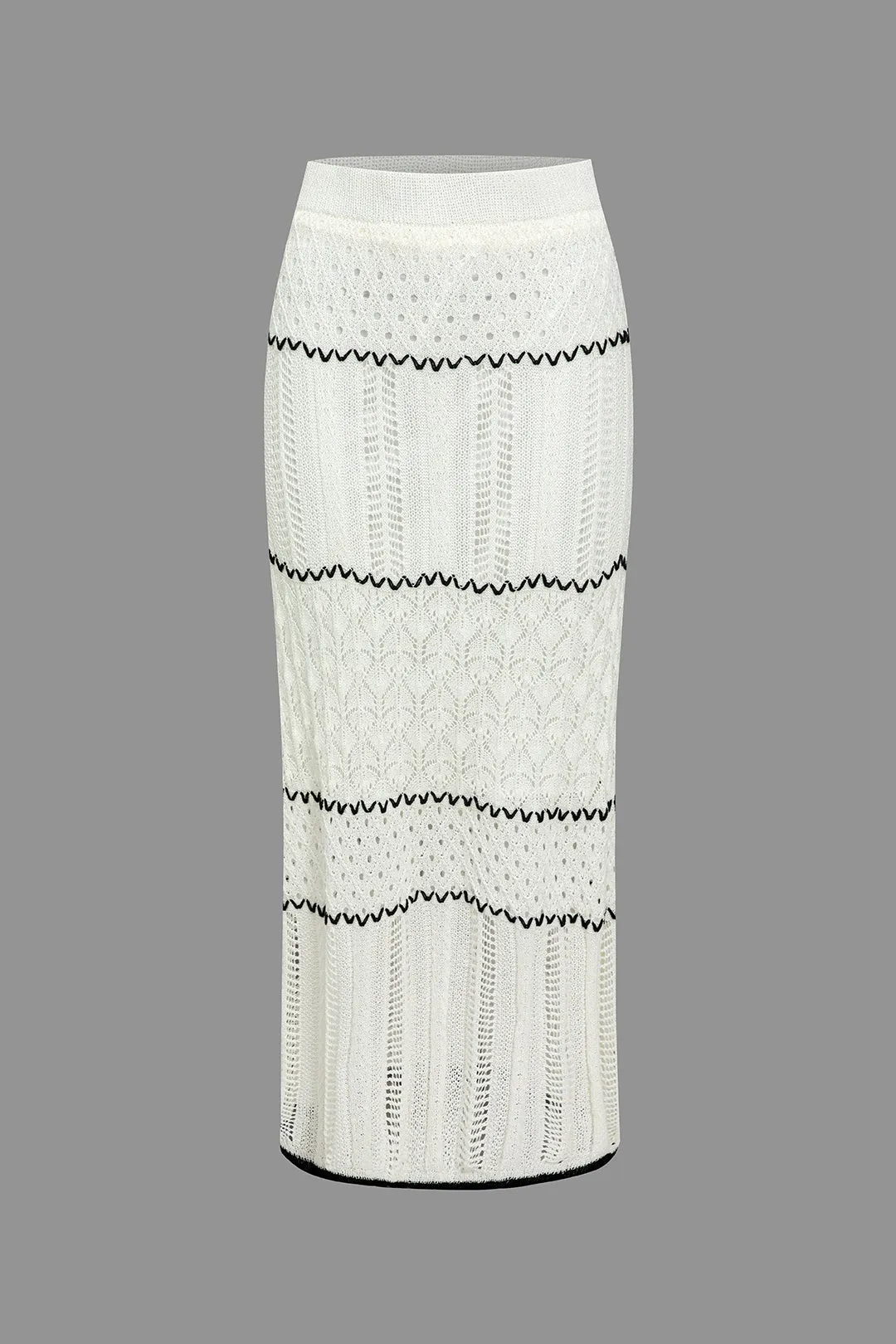 Boho Contrast Crochet Button-Up Top And Maxi Skirt Set