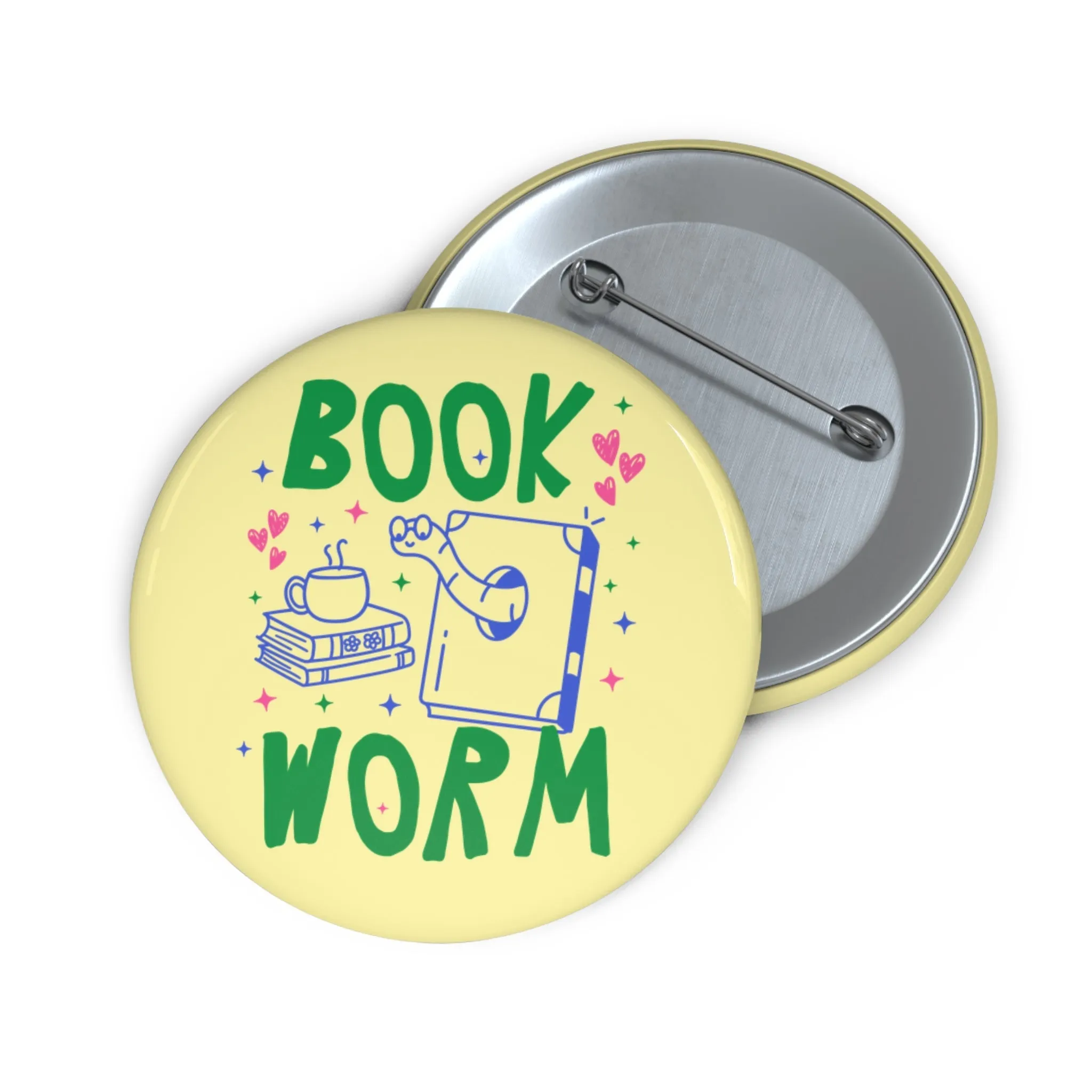 Bookworm Pinback Button