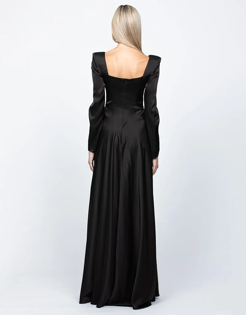 CHARMAINE SQUARED NECKLINE LONG SLEEVE A LINE GOWN B60D07L