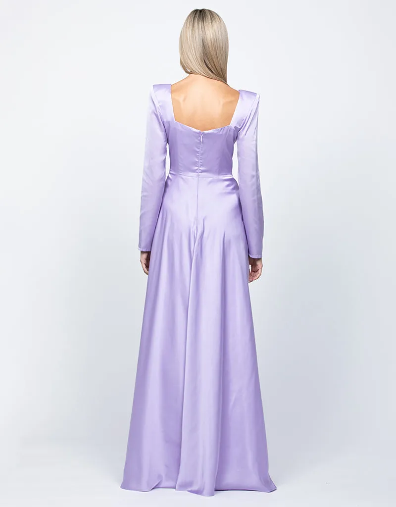 CHARMAINE SQUARED NECKLINE LONG SLEEVE A LINE GOWN B60D07L