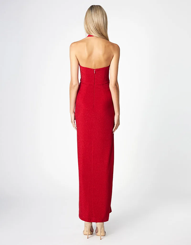 CITRA HALTER ROSETTE MAXI DRESS BL63D15L