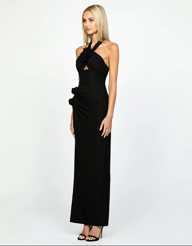 CITRA HALTER ROSETTE MAXI DRESS BL63D15L