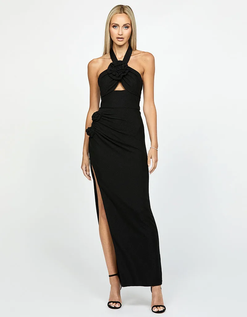 CITRA HALTER ROSETTE MAXI DRESS BL63D15L