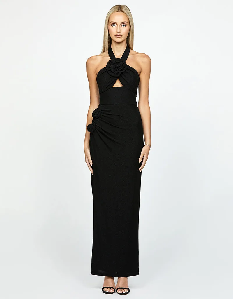 CITRA HALTER ROSETTE MAXI DRESS BL63D15L