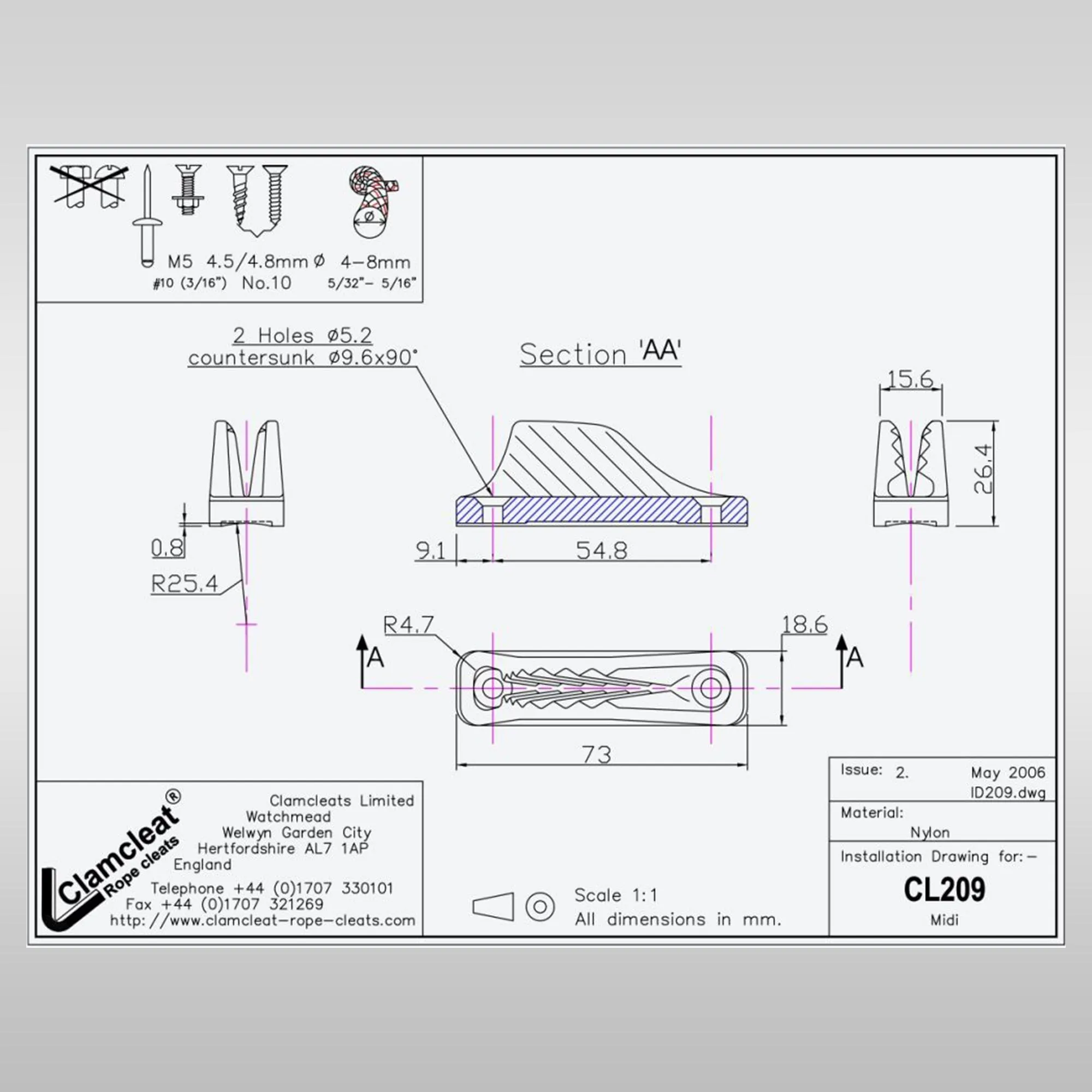CLAMCLEAT® MIDI Klemme CL209