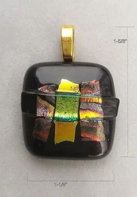 Dichroic Glass Pendant Handmade Fused Glass One of a Kind