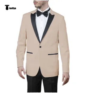Formal Men's Slim Fit Peak Lapel Flat Blazer