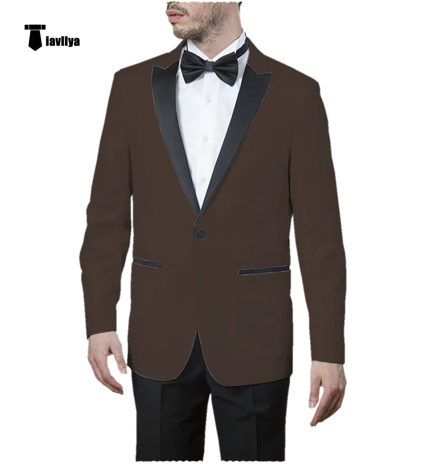 Formal Men's Slim Fit Peak Lapel Flat Blazer