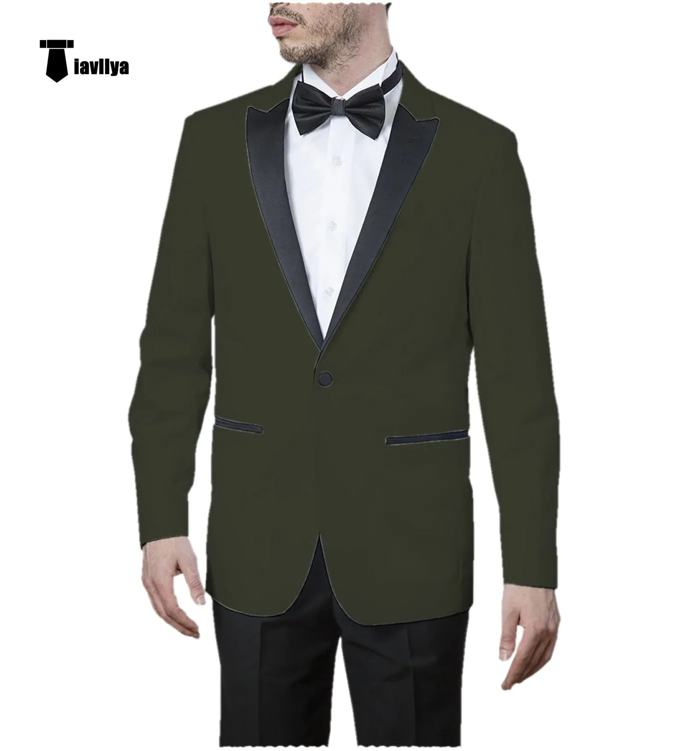 Formal Men's Slim Fit Peak Lapel Flat Blazer