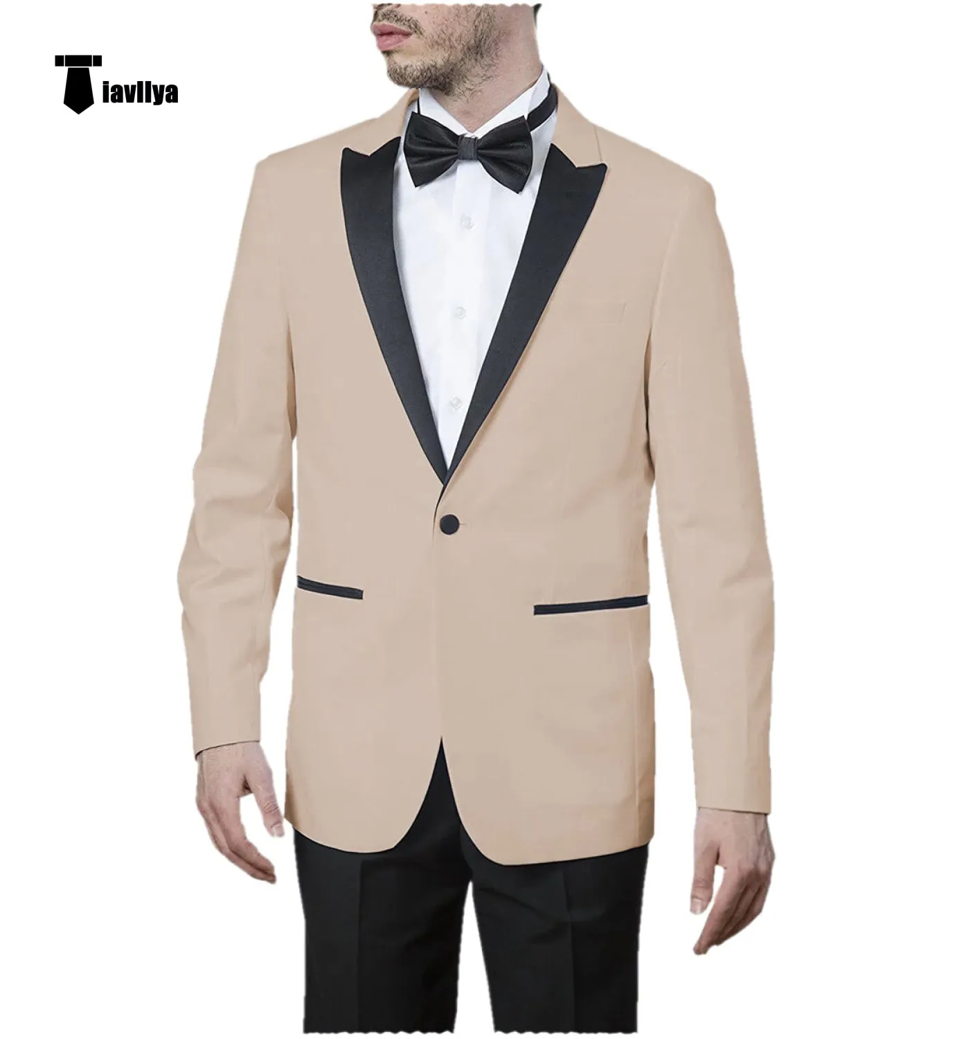 Formal Men's Slim Fit Peak Lapel Flat Blazer
