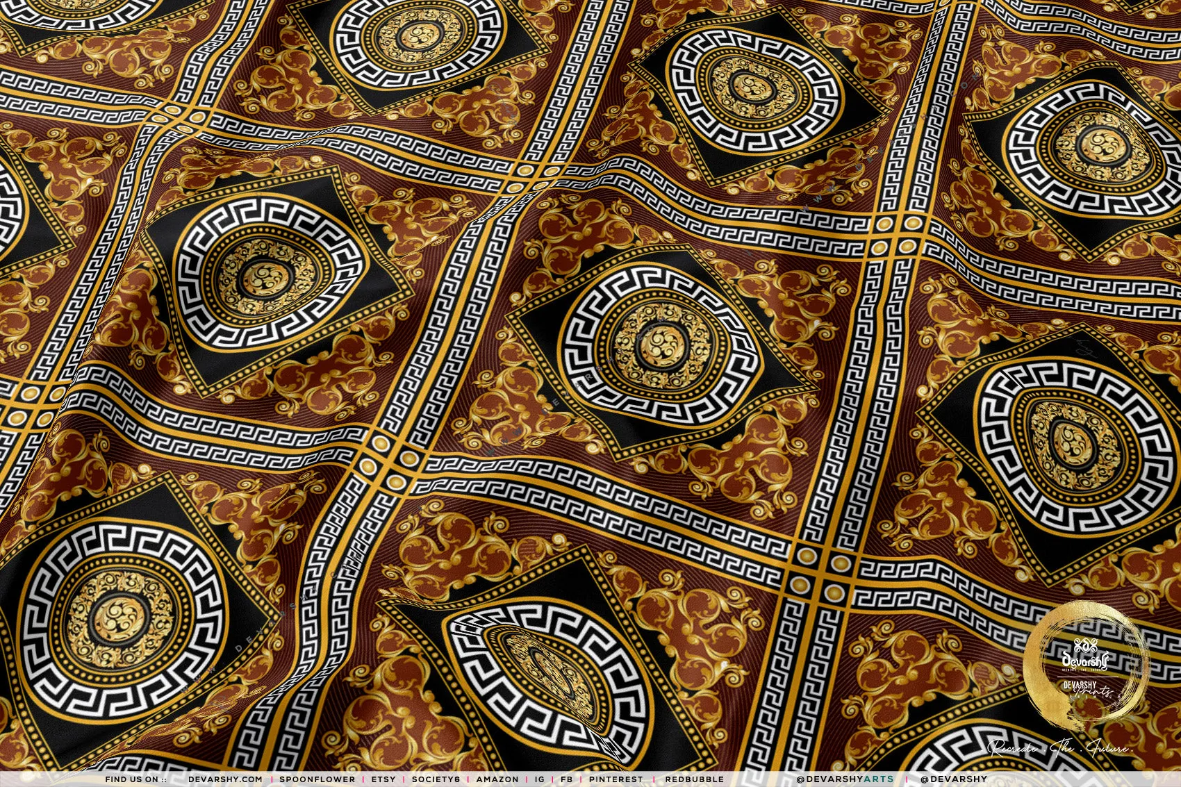 Gold Squares Apparel Fabric 3Meters , 6 Designs | 8 Fabrics Option | Baroque Fabric By the Yard | 039