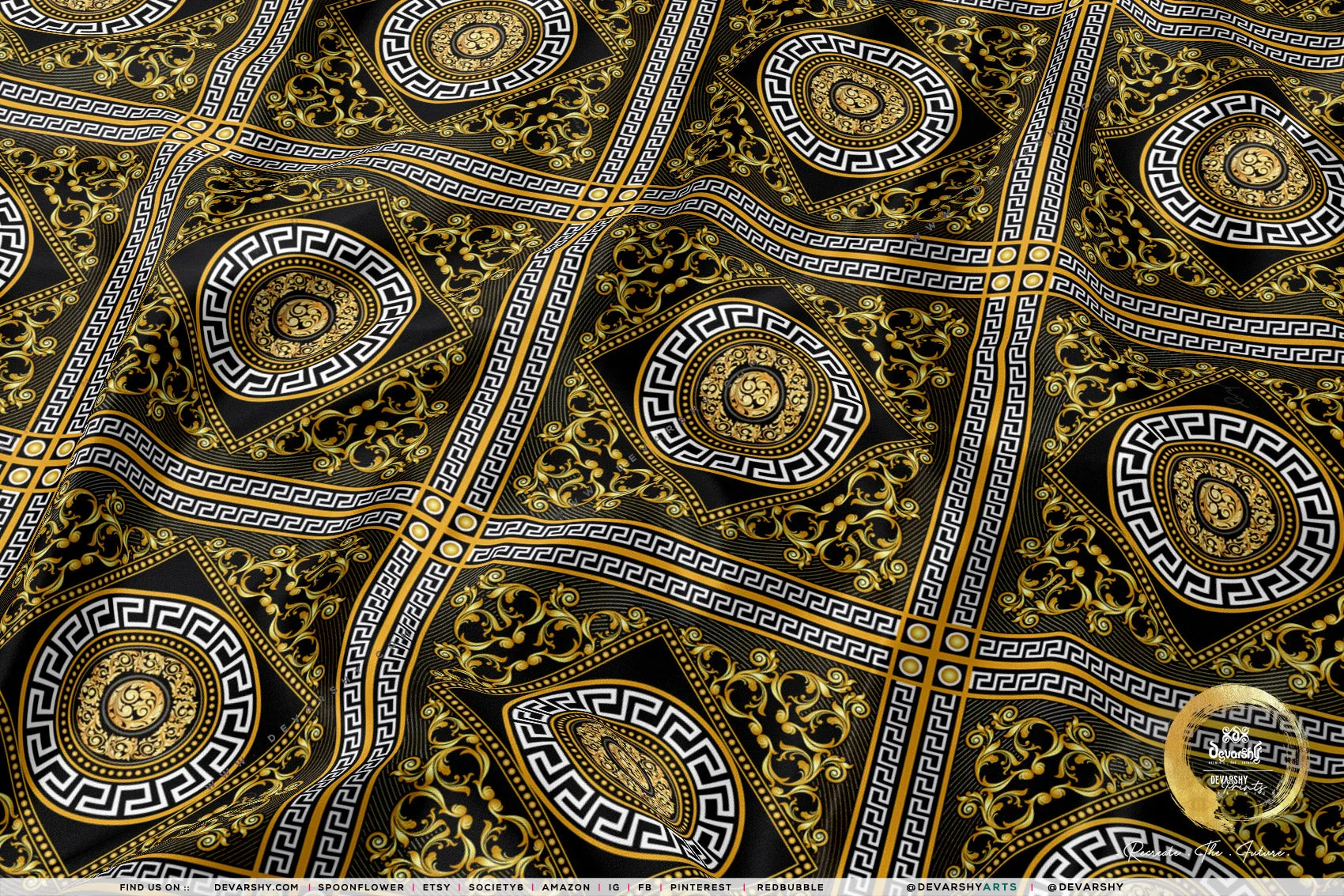 Gold Squares Apparel Fabric 3Meters , 6 Designs | 8 Fabrics Option | Baroque Fabric By the Yard | 039