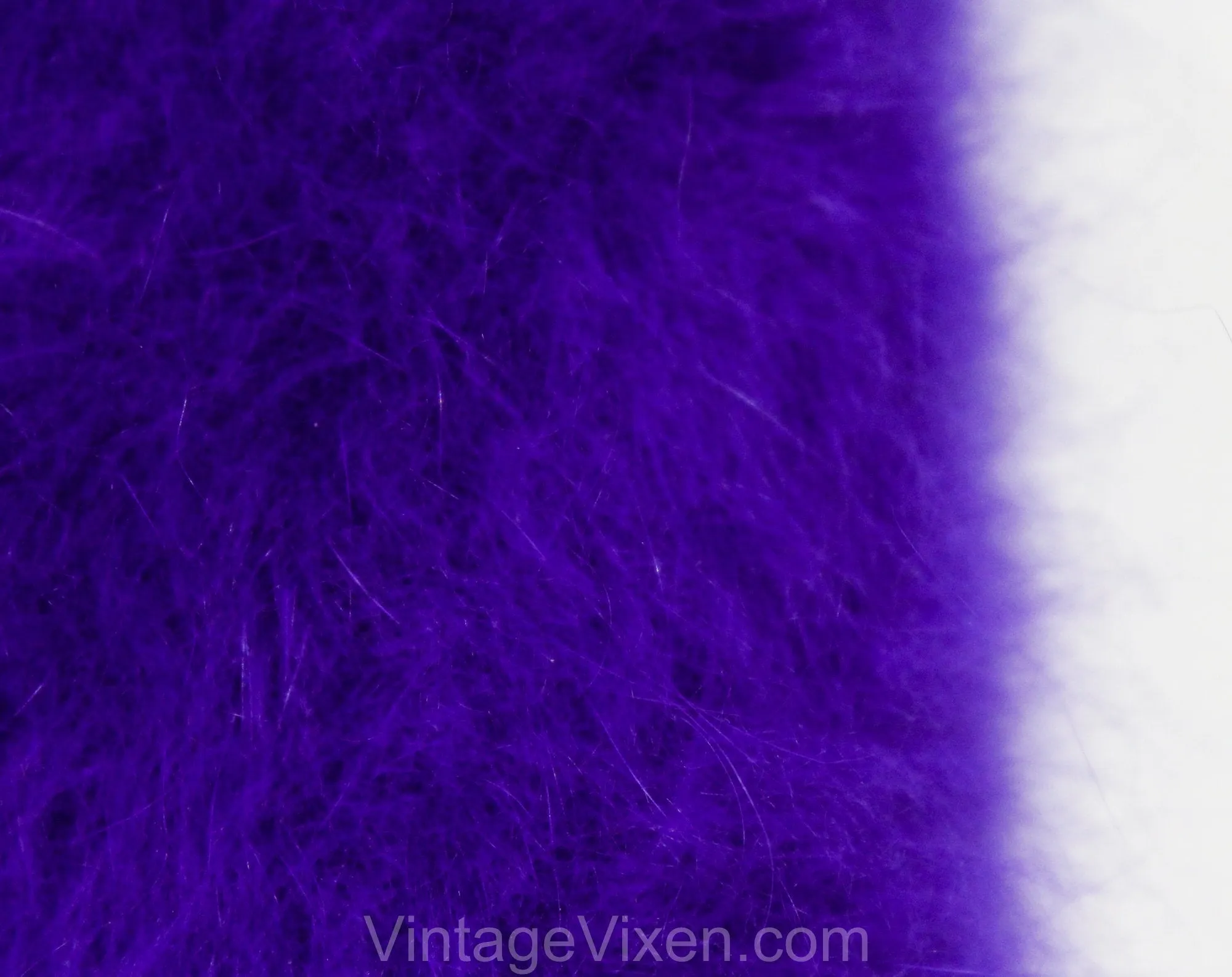 Grape Purple Angora Cardigan - Size 10 Medium Button Front Sweater - 80s Oversized Luxury Knit - Fuzzy Furry with Cord & Appliques - Hip 41
