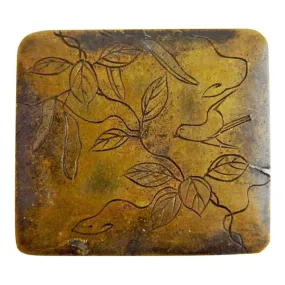 Hand Engraved Antique Brass Double Sided Stamp Pill Box