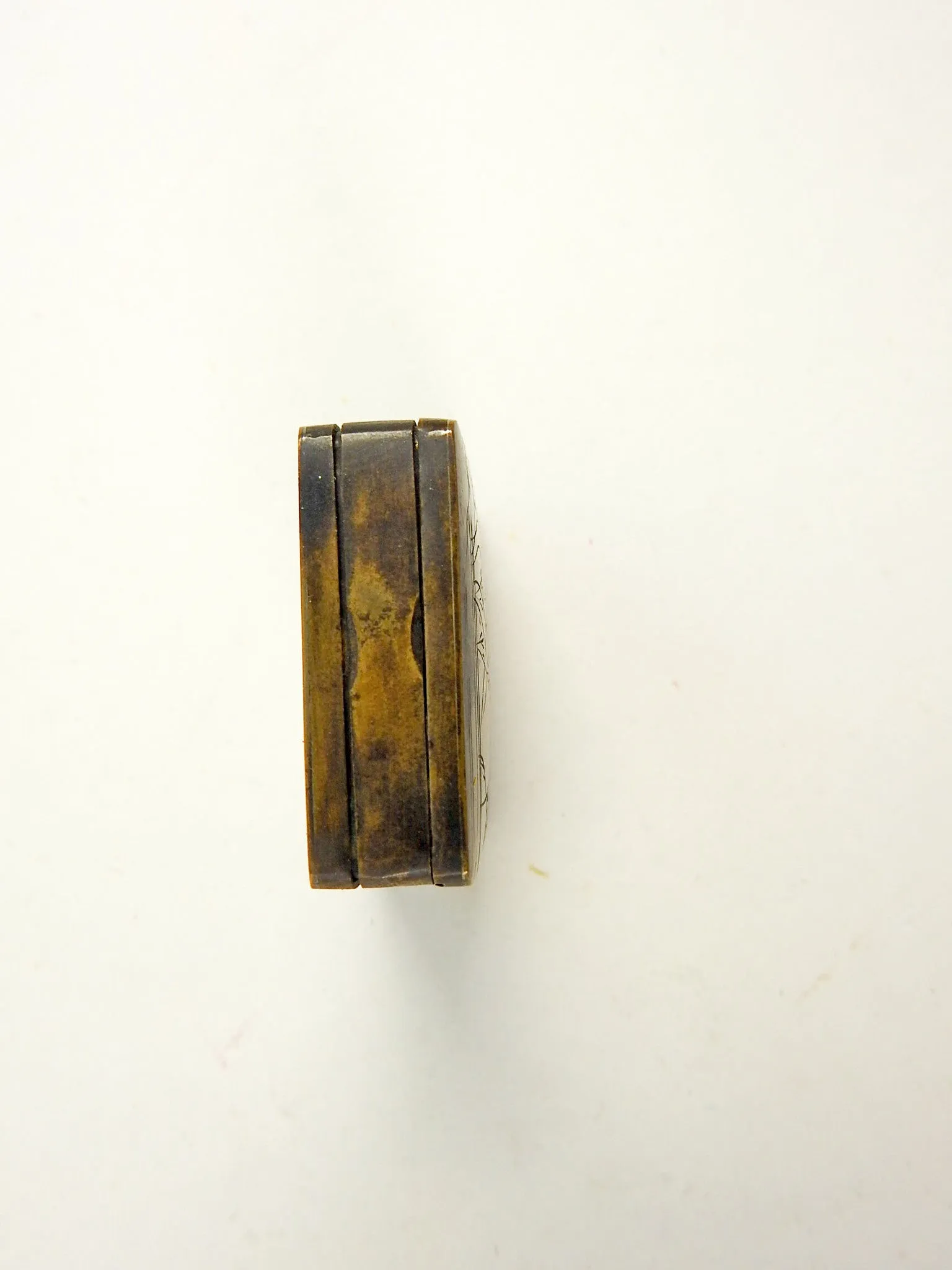 Hand Engraved Antique Brass Double Sided Stamp Pill Box