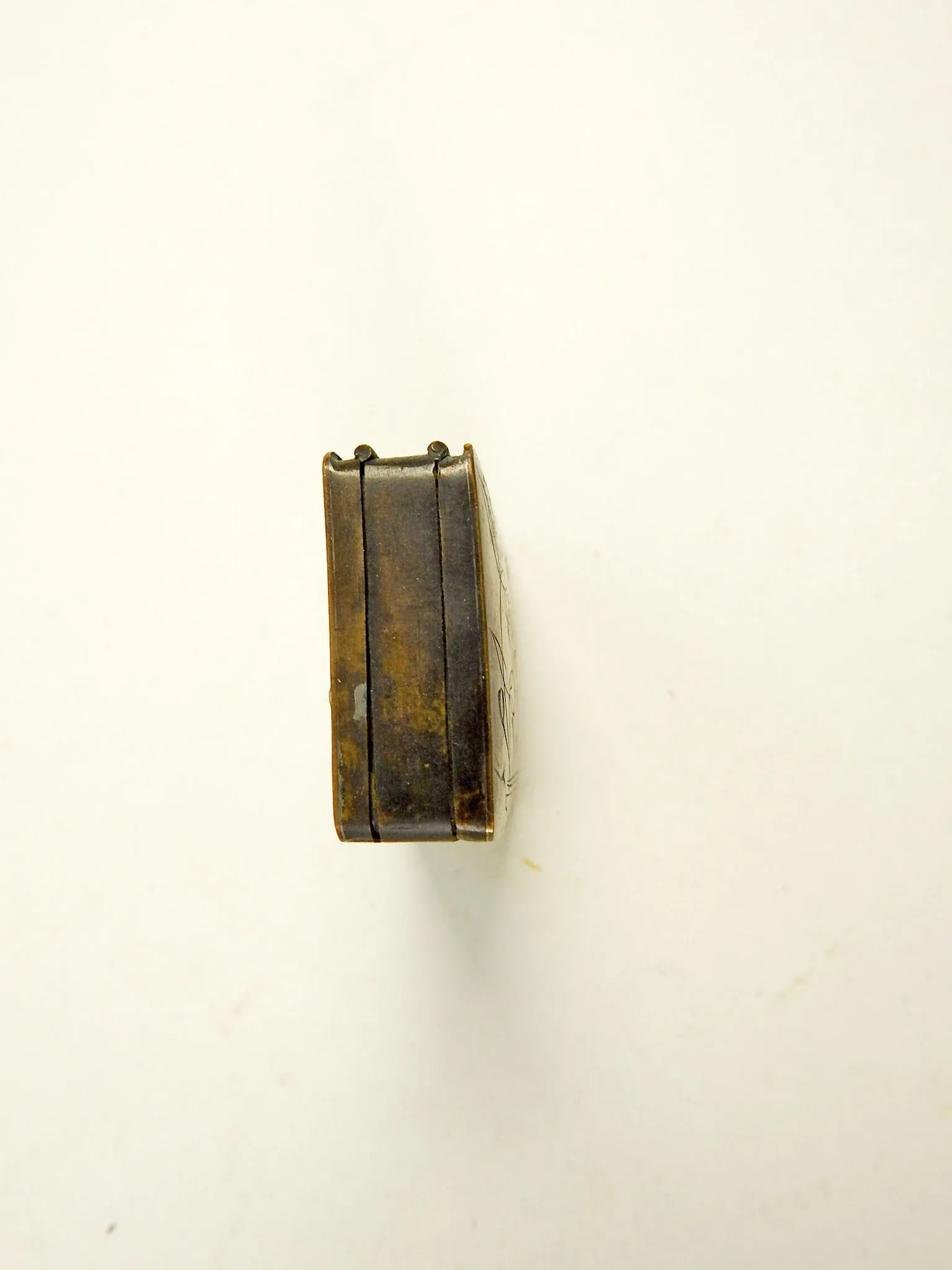 Hand Engraved Antique Brass Double Sided Stamp Pill Box