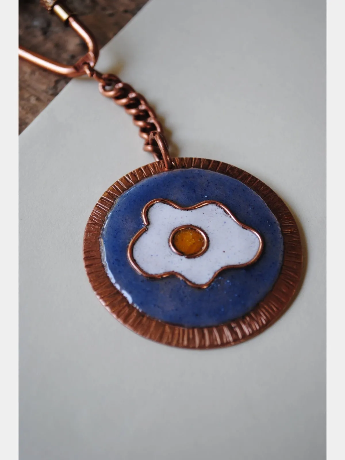 Handcrafted Copper Enamel Keychains (Set of 3) - Watermelon/Egg/Tea