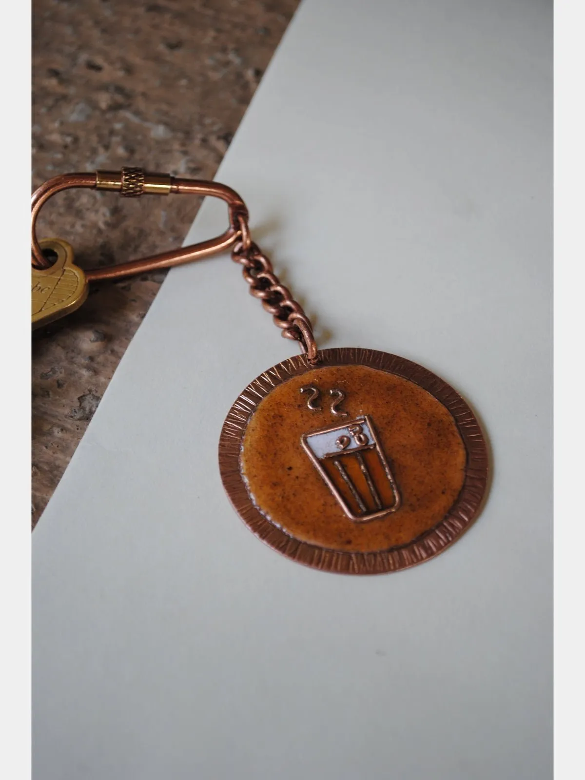 Handcrafted Copper Enamel Keychains (Set of 3) - Watermelon/Egg/Tea