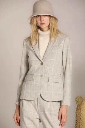 Helena blazer donna in jersey con fantasia galles