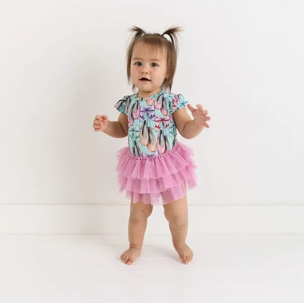 Irina - Ruffled Cap Sleeve Tulle Skirt Bodysuit - Select Size
