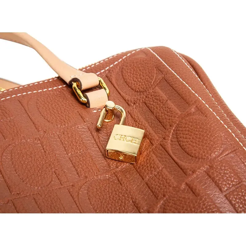 large capacity handbag New Large Capacity Women's Handbag Unique and Exquisite Letter Printing Lock Buckle Accessories Solid Color Simplicity