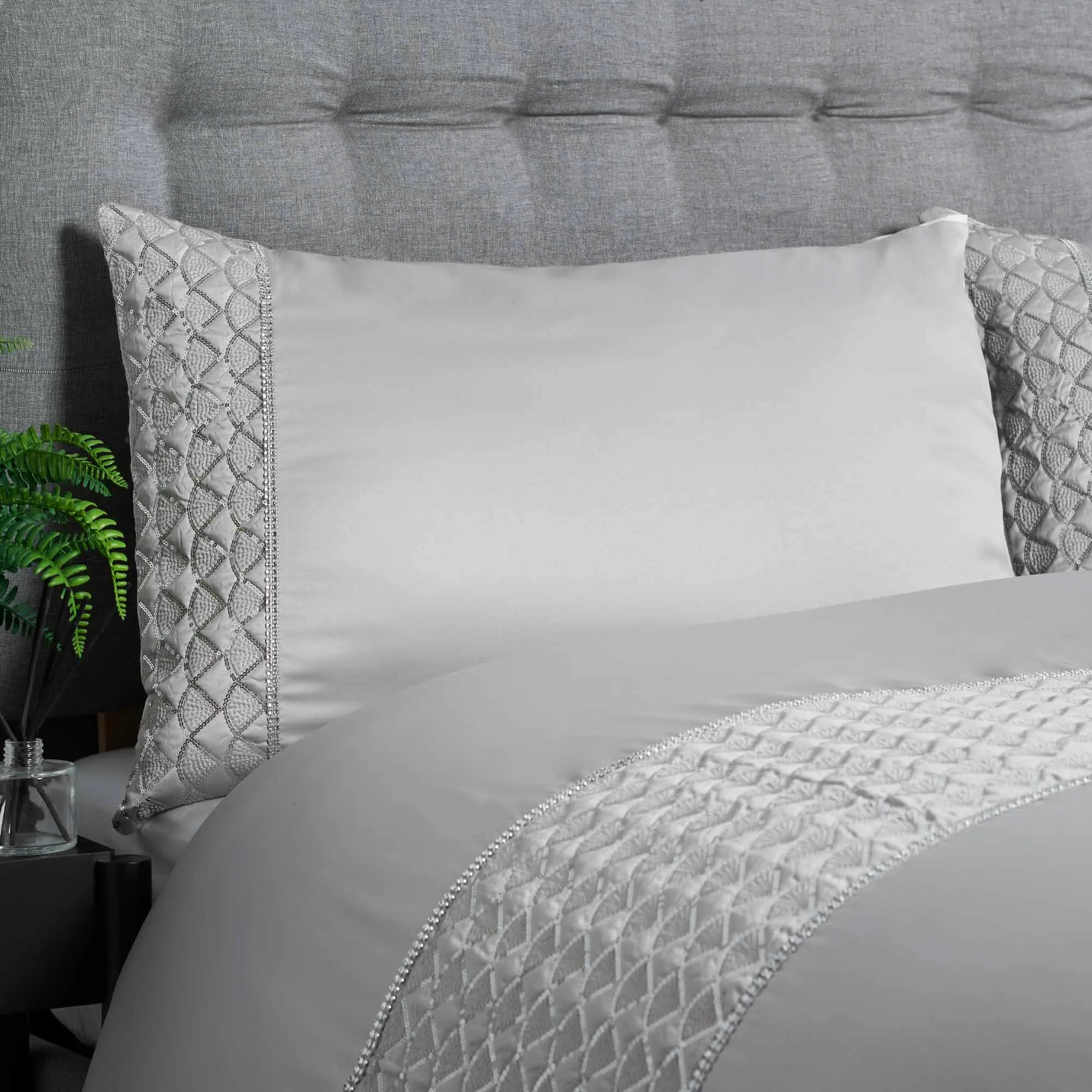 Lewis's Charlotte Sequin Panel Luxury Duvet Set - Silver