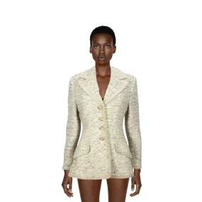 LILLI ANN 1960's Beige Boucle Blazer with Ribbon Trim | Size 40