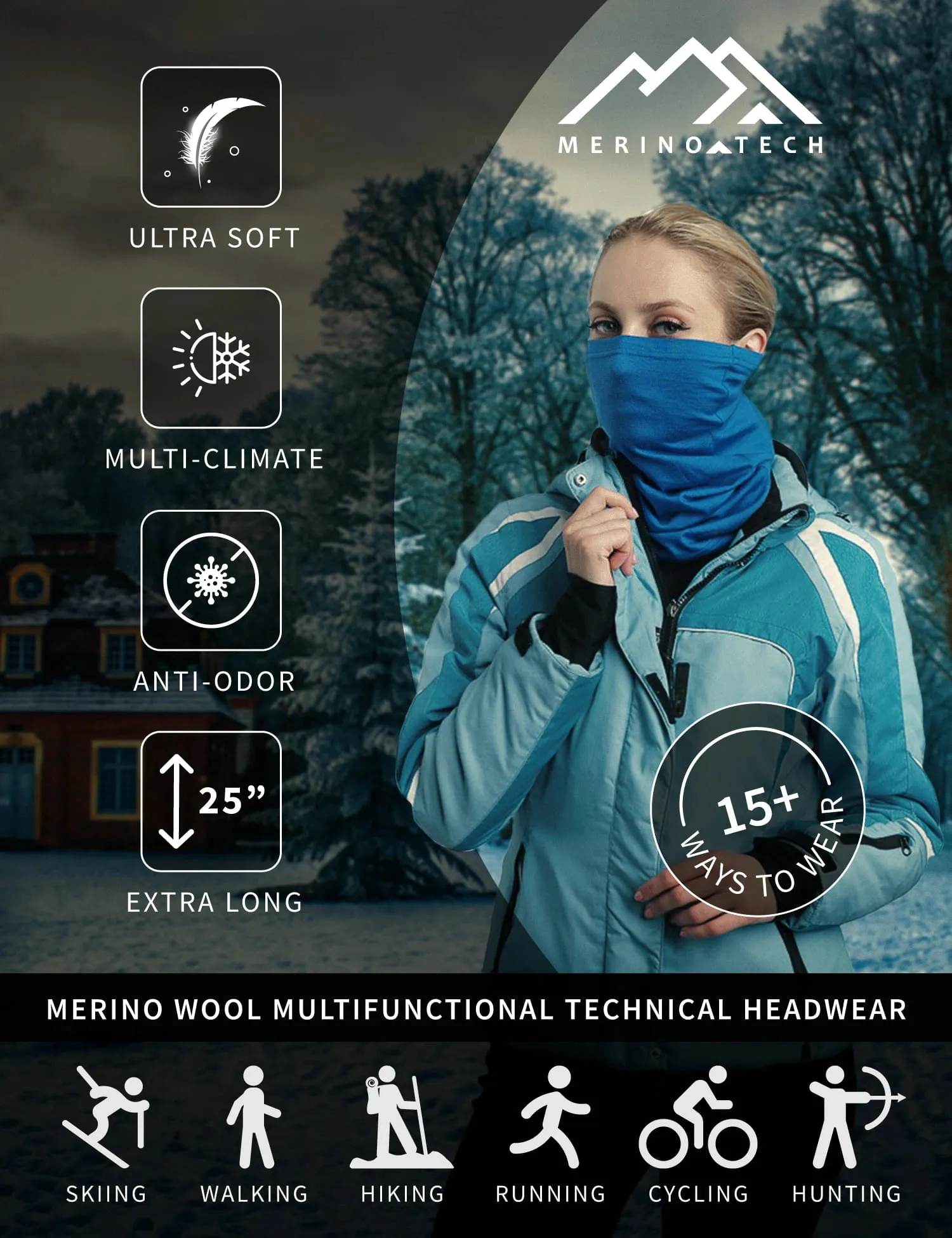 Merino Neck Gaiter 165 Raw Wool