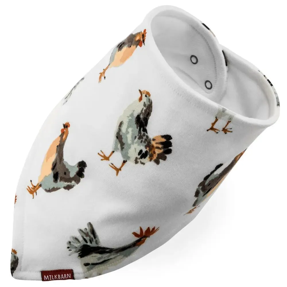 Milkbarn Chicken Print Organic Kerchief Bib