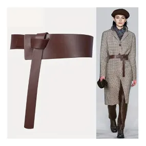 Minimalist Genuine Leather Wide Belt Vintage Knotted Waist Belt Business Suit Coat With Sweater Skirt Decorated Girdle