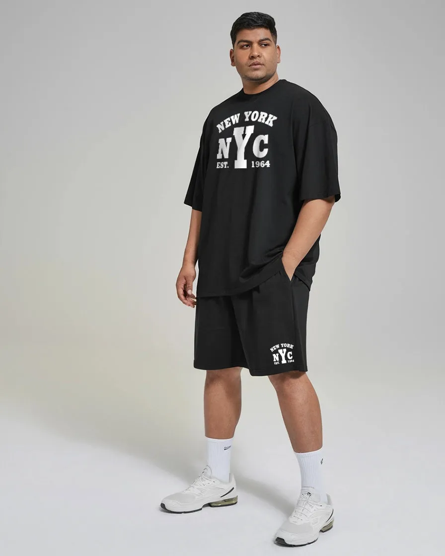 New York Cotton Mens T Shirt and Shorts Combo Set (Plus size)