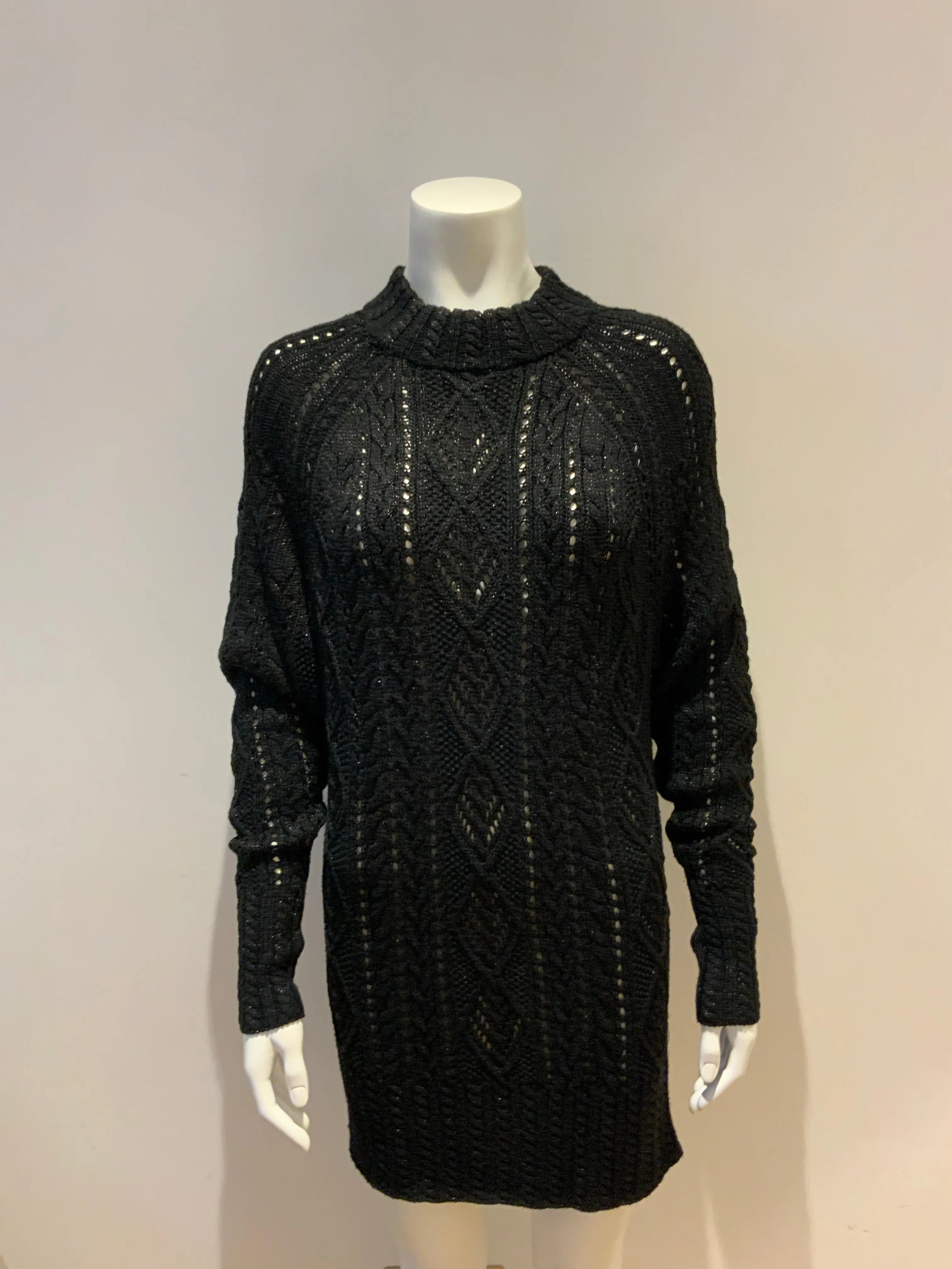 Polo RALPH LAUREN Metallic Cable Knit Oversized Sweater Jumper Dres Size S small ladies