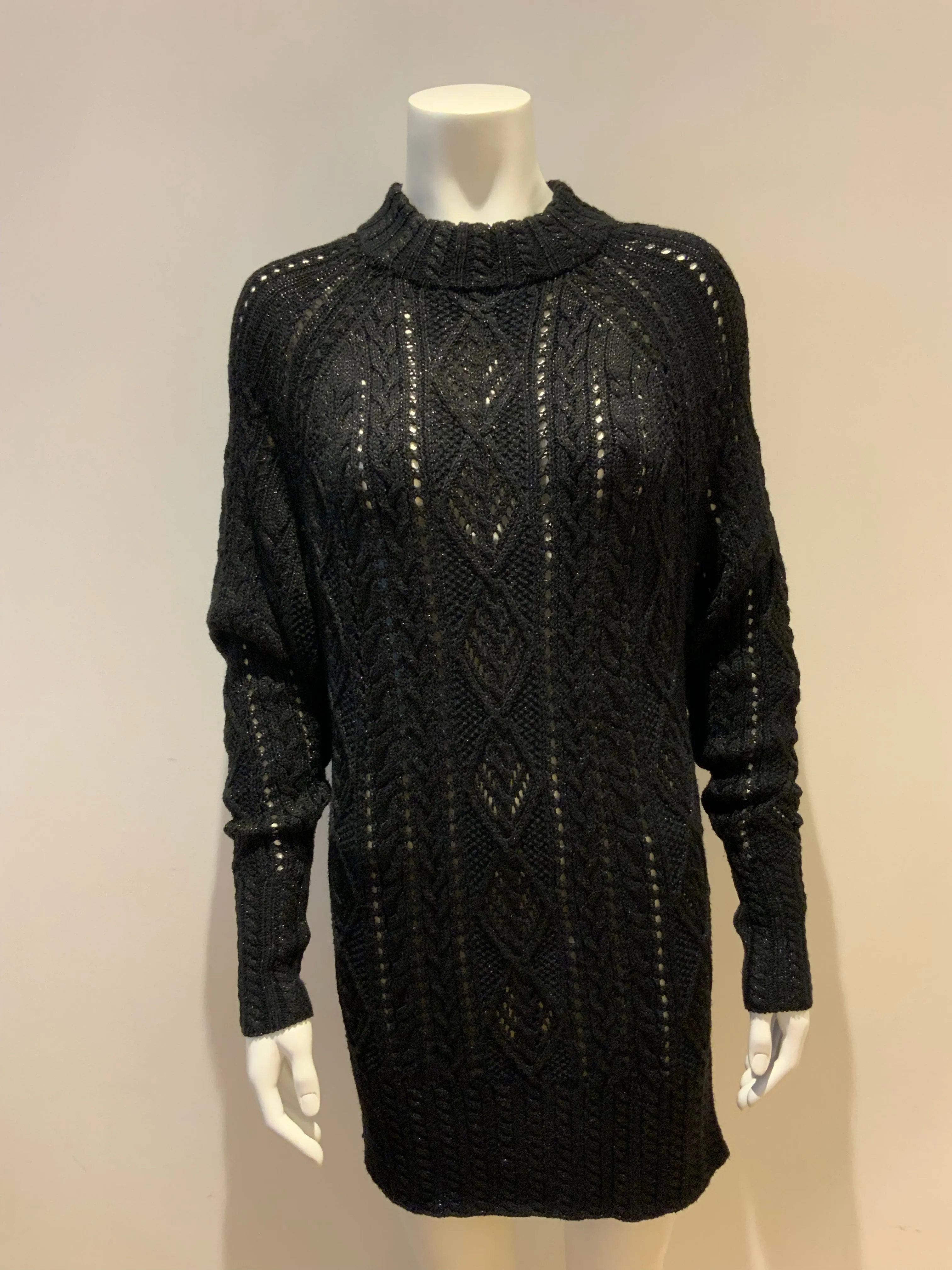 Polo RALPH LAUREN Metallic Cable Knit Oversized Sweater Jumper Dres Size S small ladies