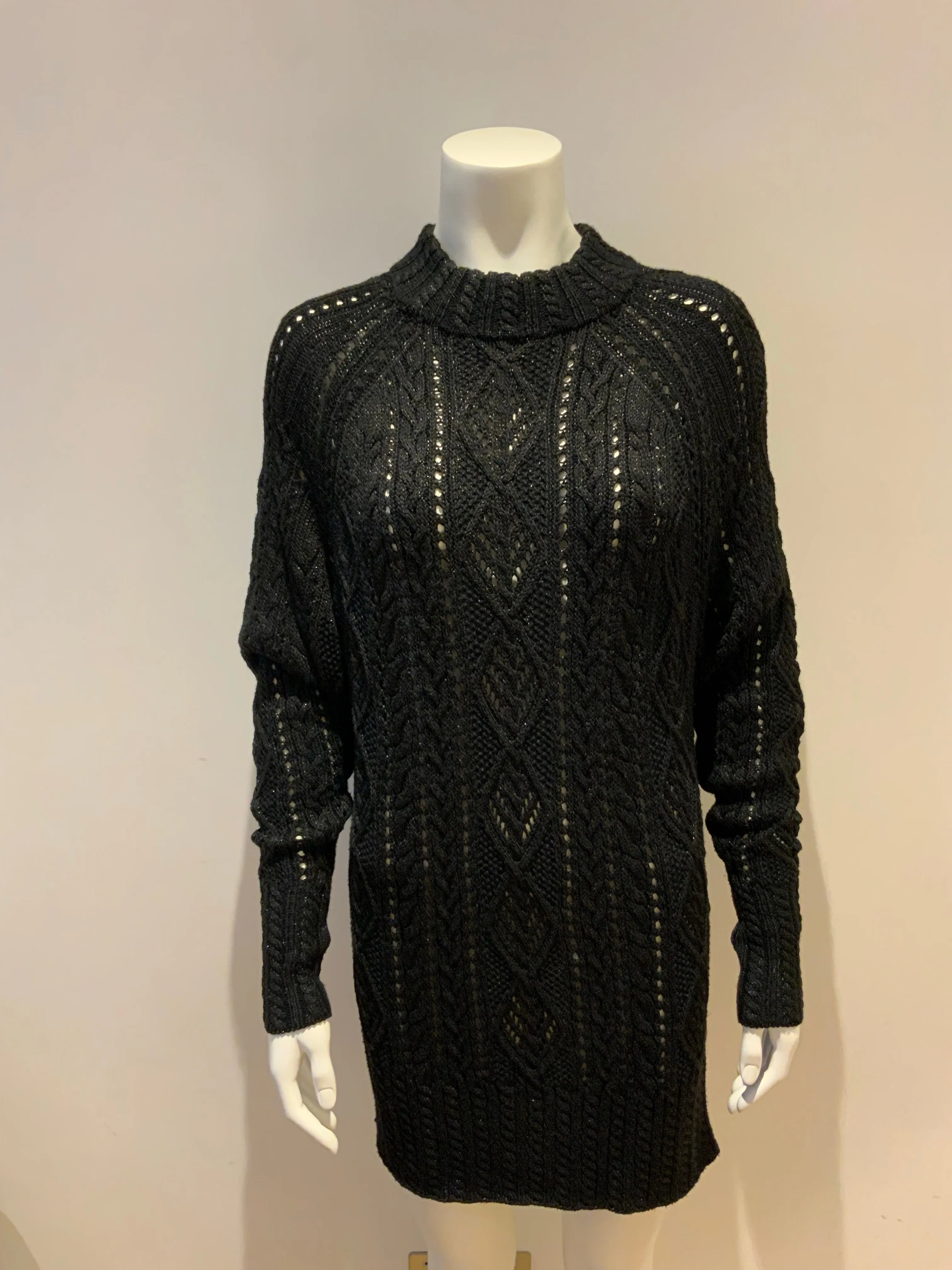 Polo RALPH LAUREN Metallic Cable Knit Oversized Sweater Jumper Dres Size S small ladies
