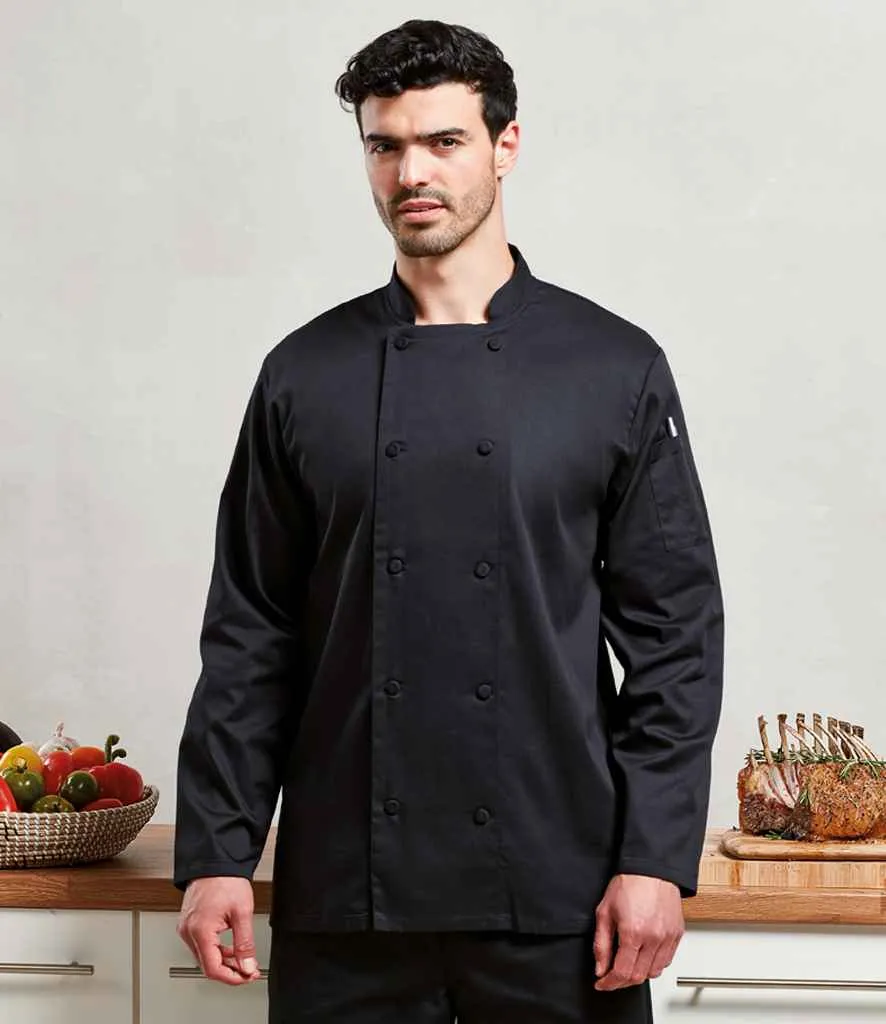 Premier Coolchecker® Long Sleeve Chef's Jacket | Black
